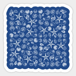 Navy blue seashell pattern Sticker